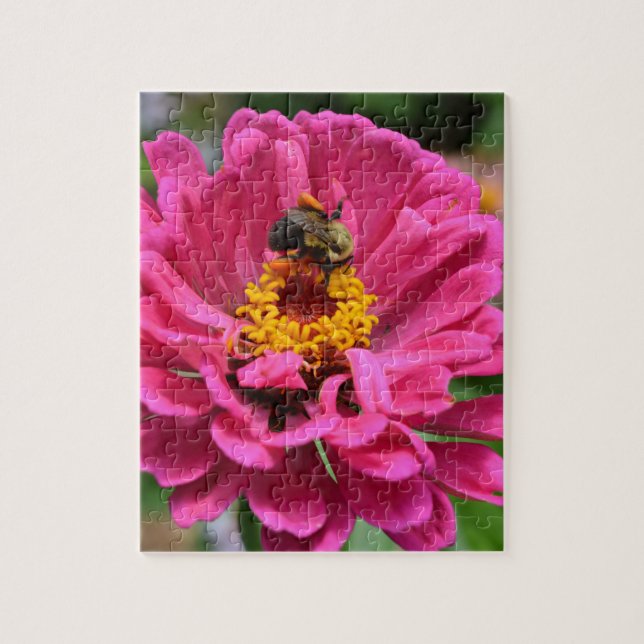 Pink flower and Bumble bee Jigsaw Puzzle (Vertical)