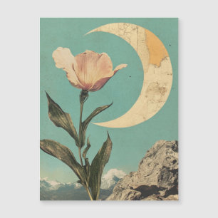 Pink Flower and Crescent Moon