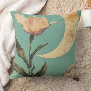 Pink Flower and Crescent Moon Cushion