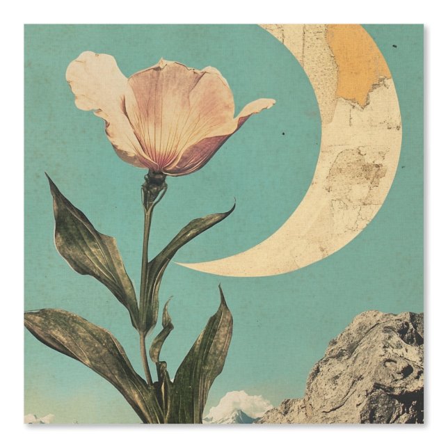Pink Flower and Crescent Moon Wallpaper (Front)