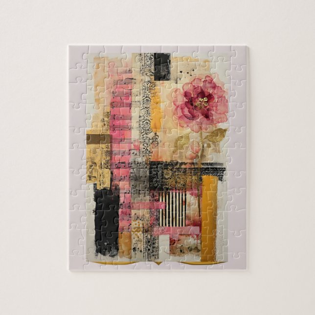Pink Flower And Music Notes Jigsaw Puzzle (Vertical)