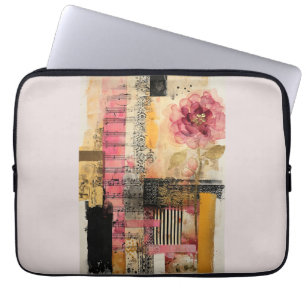 Pink Flower And Music Notes Laptop Sleeve