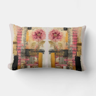 Pink Flower And Music Notes Lumbar Cushion