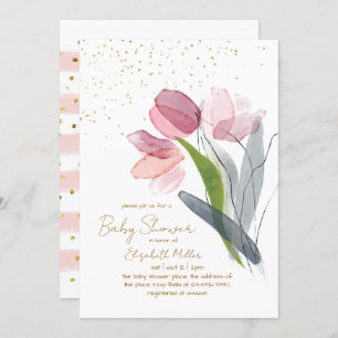 Pink Flower Baby In Bloom Baby Shower Invitation