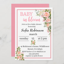 pink flower baby in bloom  girl baby shower