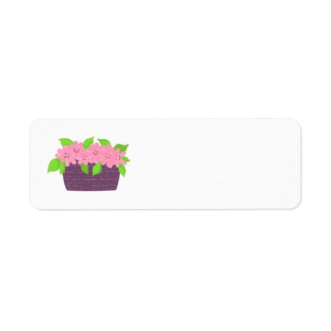 Pink Flower Basket Return Address Label (Front)