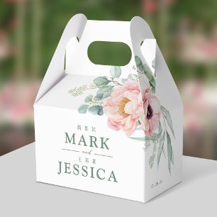 Pink Flower Bilingual Chinese Wedding Thank You Favour Box