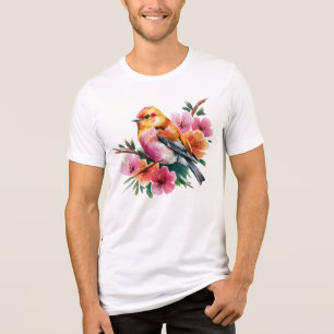 Pink Flower Bird Tri-Blend Shirt
