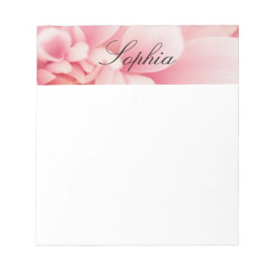 Pink Flower & Black Script Name Notepad