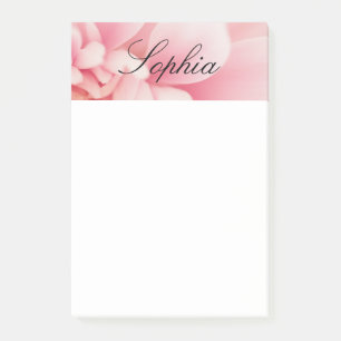 Pink Flower & Black Script Name Post-it Notes