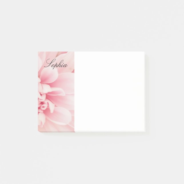 Pink Flower & Black Script Name, Vs 2 Post-it Notes (Front)