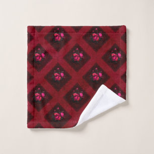 Pink Flower Black Spiderweb Romantic Goth Burgundi Wash Cloth