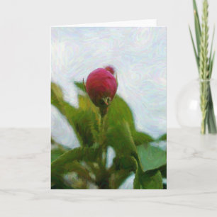 Pink Flower Blossom Artsy Gouache Style Note Card