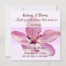 Pink Flower Blossom Custom  Wedding Invitation