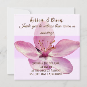 Pink Flower Blossom Custom  Wedding Invitation