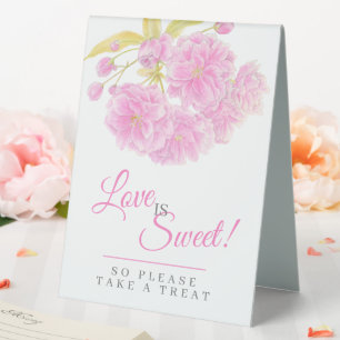 Pink flower blossom wedding candy bar sweet favour