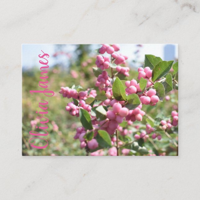 Pink Flower Blossoms NYC Skyline Nature Photo Business Card (Front)