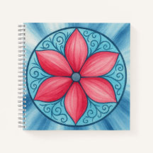 Pink flower blue background