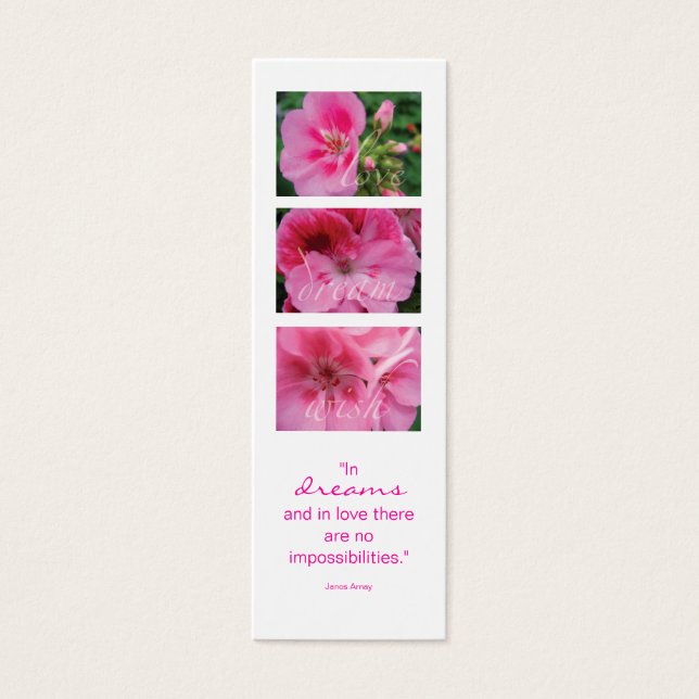 Pink Flower Bookmark Gift (Front)