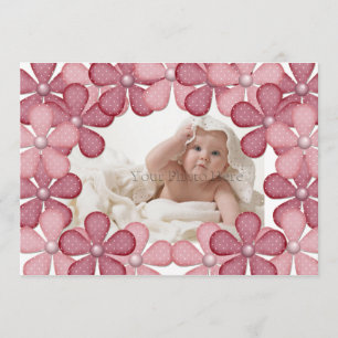 Pink Flower Border Photo Card