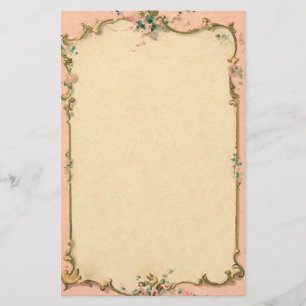 Pink flower border stationary stationery