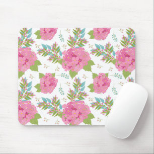 Pink Flower Botanical Floral Blossom Leaves Mouse Pad