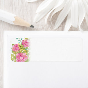 Pink Flower Botanical Floral Blossom Leaves Return Address Label