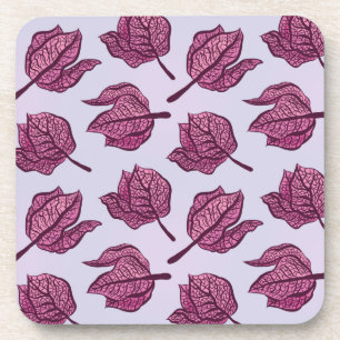 Pink Flower Botanical Pattern Physalis Botanical Coaster