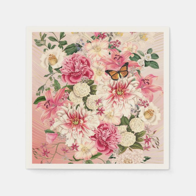 Pink Flower Bounty Garden Party Napkins (Front)