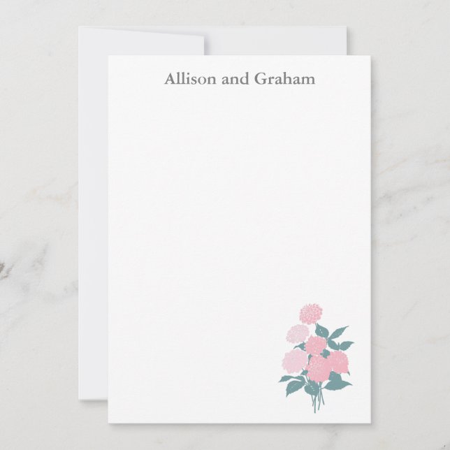 Pink Flower Bouquet Drawing Personalised Card (Front)