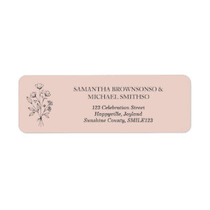 Pink Flower Bouquet Floral Wedding Return Address Label