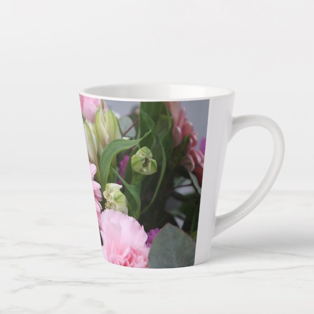 Pink Flower Bouquet Latte Mug (Right)