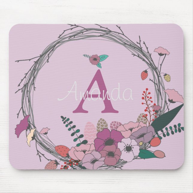 Pink Flower Bouquet Mouse Pad (Front)
