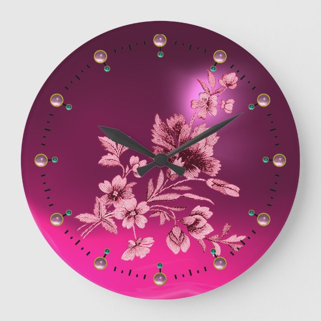 PINK FLOWER BOUQUET WITH CARNATION LARGE CLOCK (Front)