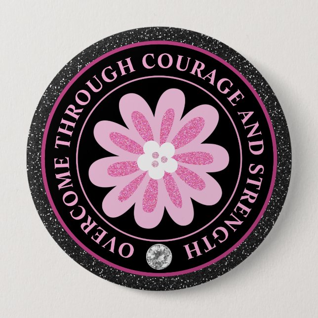 Pink Flower Breast Cancer Awareness Design 10 Cm Round Badge (Front)
