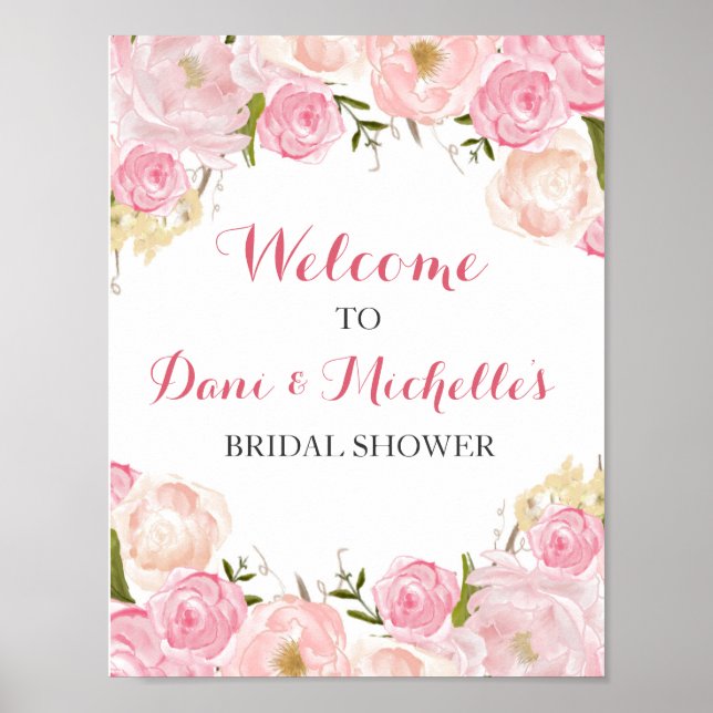 pink flower bridal shower SIGN (Front)