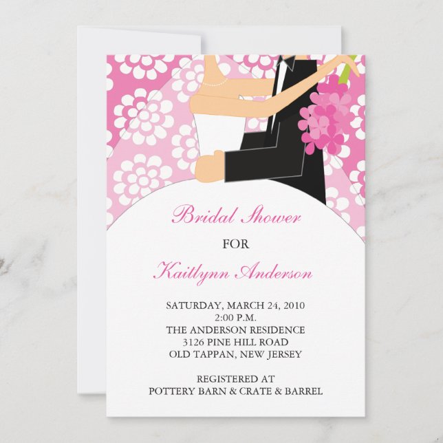 Pink Flower Bride Bridal Shower Invitation (Front)