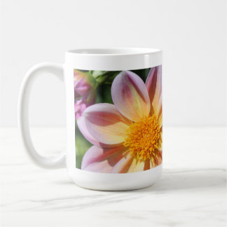 pink flower, bright yellow centre - macro photo coffee mug
