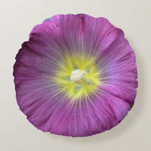 Pink Flower Brushed Polyester Round throw cushion