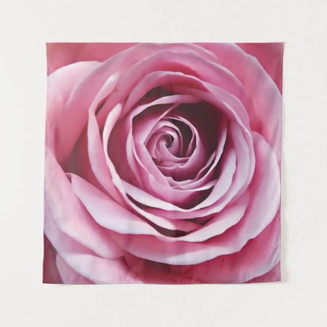 Pink flower bud close up, rose bud tapestry (Front)