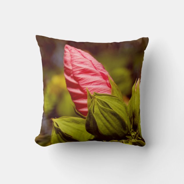 Pink Flower Bud Floral Garden Decorative Cushion (Front)