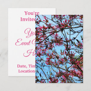Pink Flower Buds on a Tree Invitation