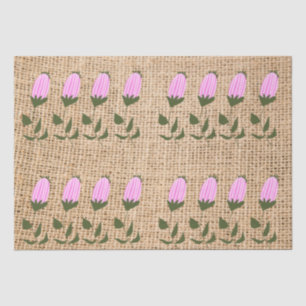 Pink Flower Buds on Burlap Tissue Paper