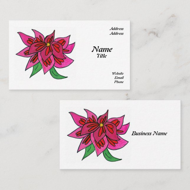 Pink Flower Business Cards (Front/Back)