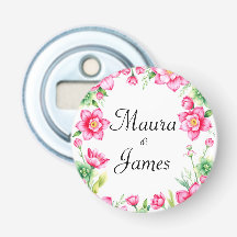 Pink Flower Button Bottle Opener