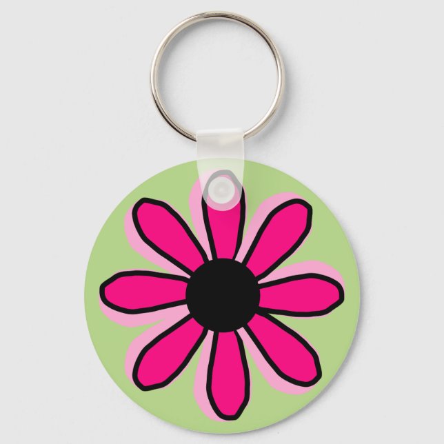 Pink Flower Button Keychain (Front)