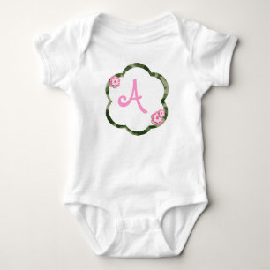 Pink Flower Camo Infant Creeper, White Baby Bodysuit