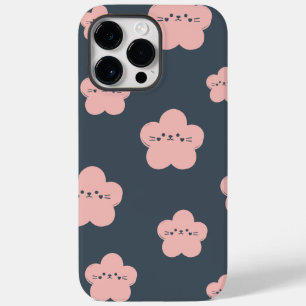 Pink Flower Cat Cute face cat flower cat lover Case-Mate iPhone 14 Pro Max Case