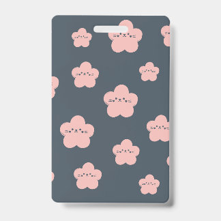Pink Flower Cat | Cute face cat | flower cat lover ID Badge