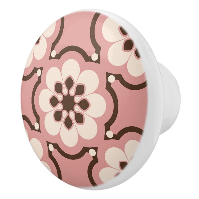 Pink flower ceramic knob (Right)